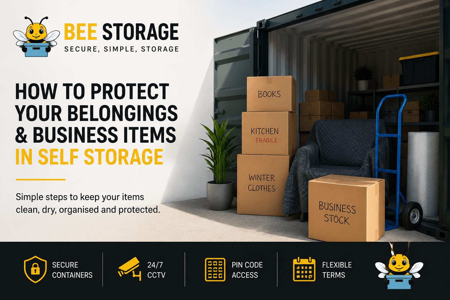 Household belongings and business items protected and organised in self storage
